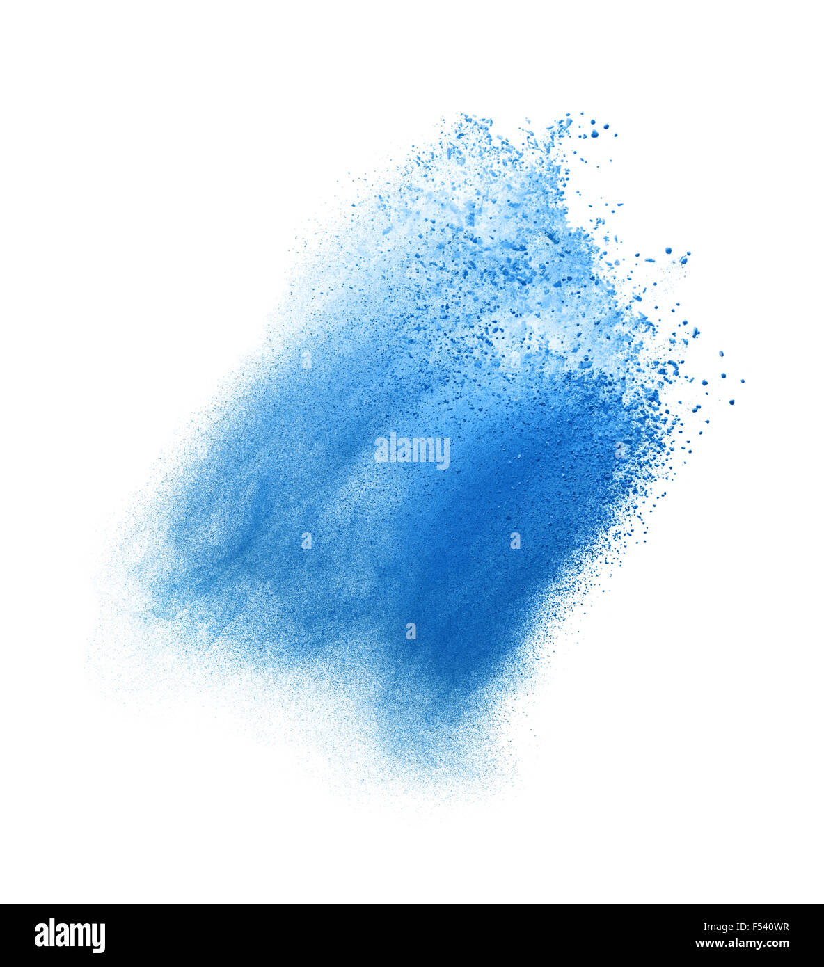 Bloccare il movimento della polvere blu esplosione isolato su bianco backgroun Foto Stock