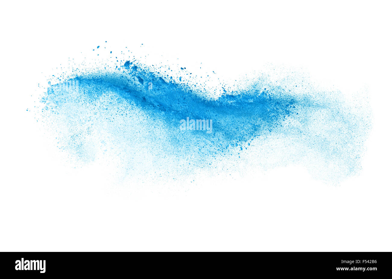 Bloccare il movimento della polvere blu esplosione isolato su bianco backgroun Foto Stock
