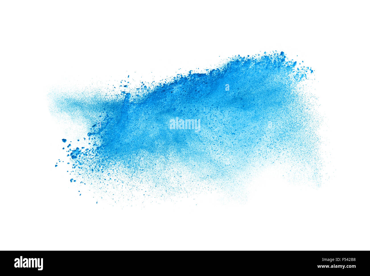 Bloccare il movimento della polvere blu esplosione isolato su bianco backgroun Foto Stock