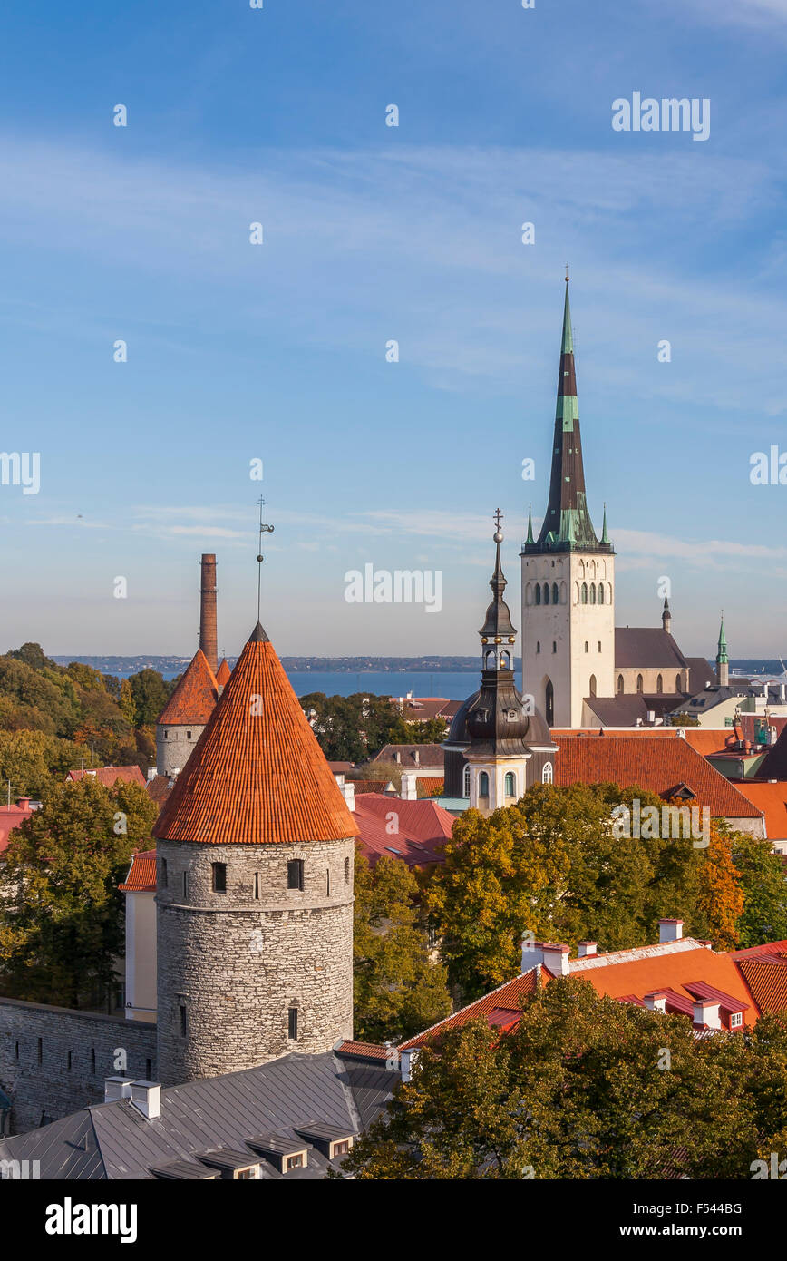 Autunno del paesaggio urbano della città di Tallinn Foto Stock