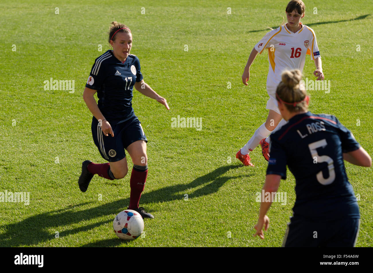 FFM Training Center, Skopje, R. Macedonia. Il 27 ottobre 2015. Macedonia vs Scozia femminile UEFA EURO 2017 qualifica. Qualifica Fase a gironi - Gruppo 1. La partita si è conclusa 1 : 4. Credit: Dragan Ristovski/Alamy Live News Foto Stock