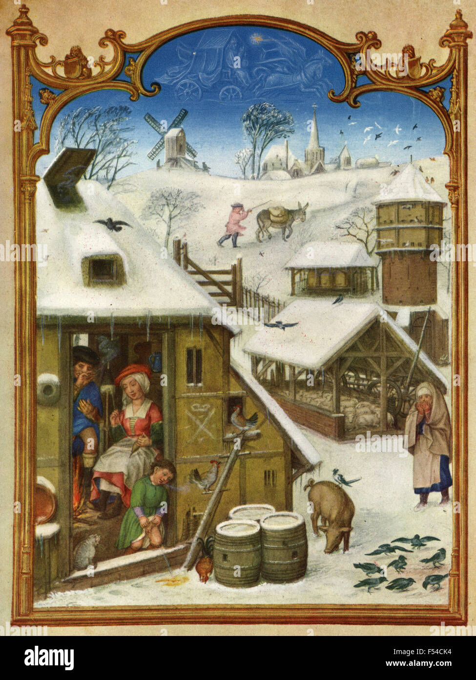 Rappresentazioni medievali dei Mesi dell'anno : Febbraio Foto Stock