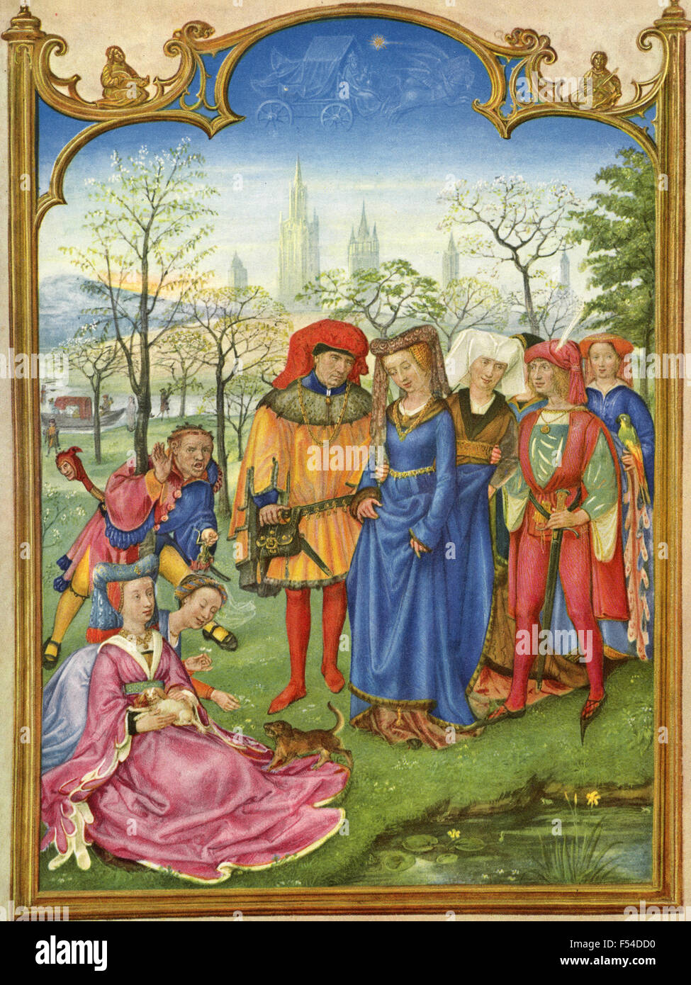 Rappresentazioni medievali dei Mesi dell'anno : Aprile Foto Stock