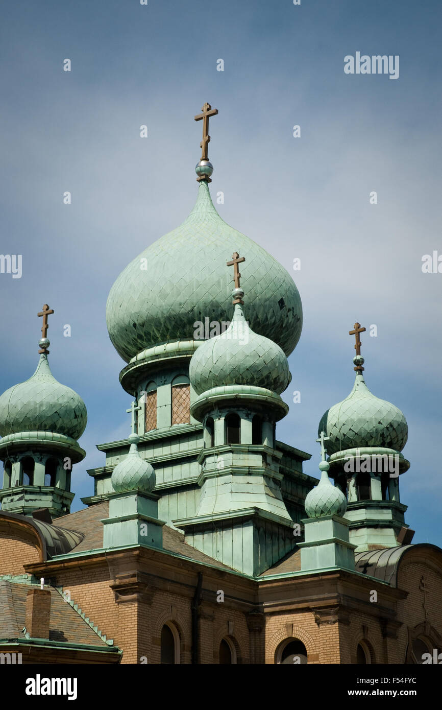 A forma di cipolla cupole della chiesa ortodossa russa. Foto Stock