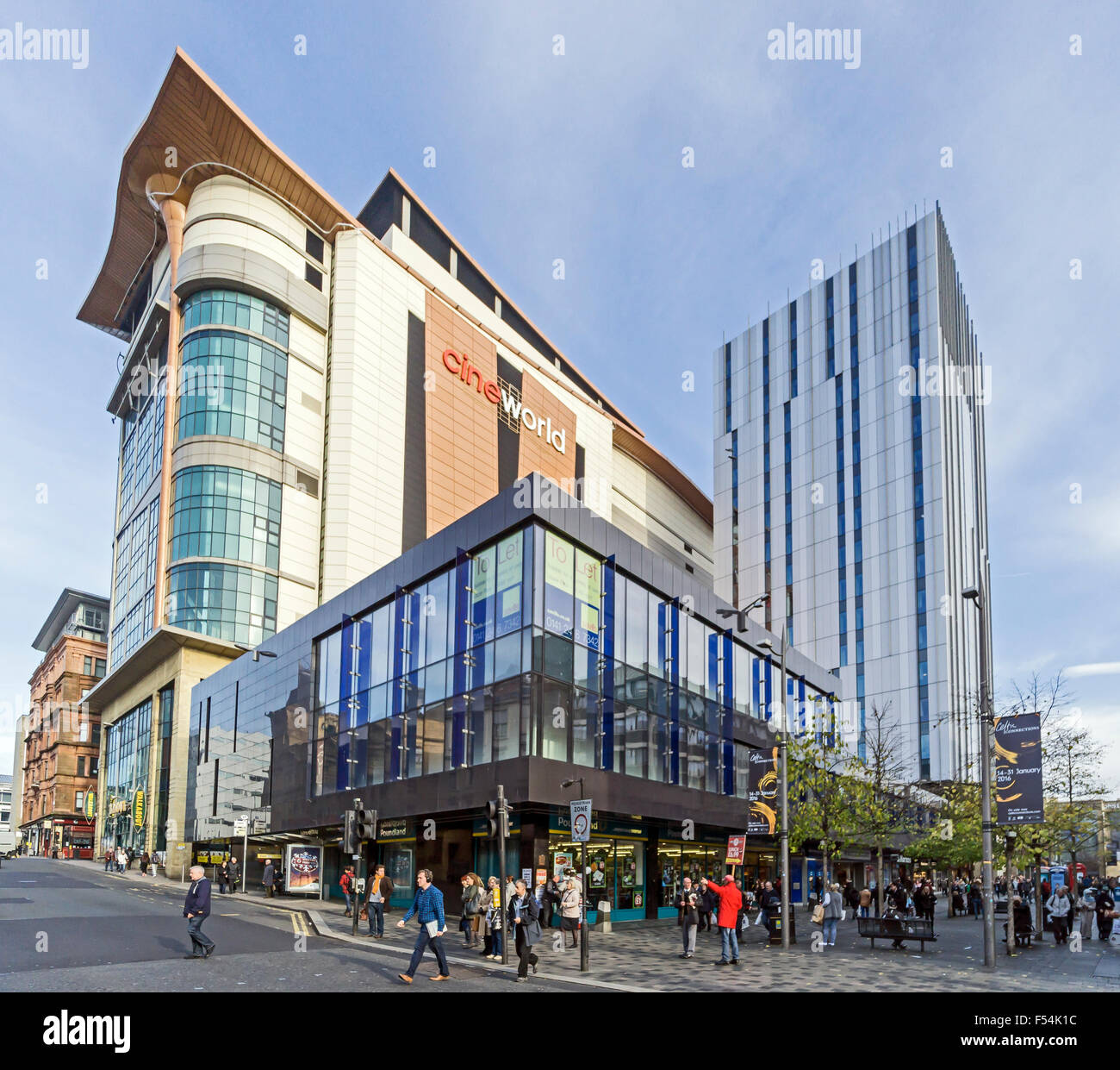 Cineworld cinema in Renfrew Street Glasgow Scozia visto da angolo di Renfield Street e Sauchiehall Street Foto Stock