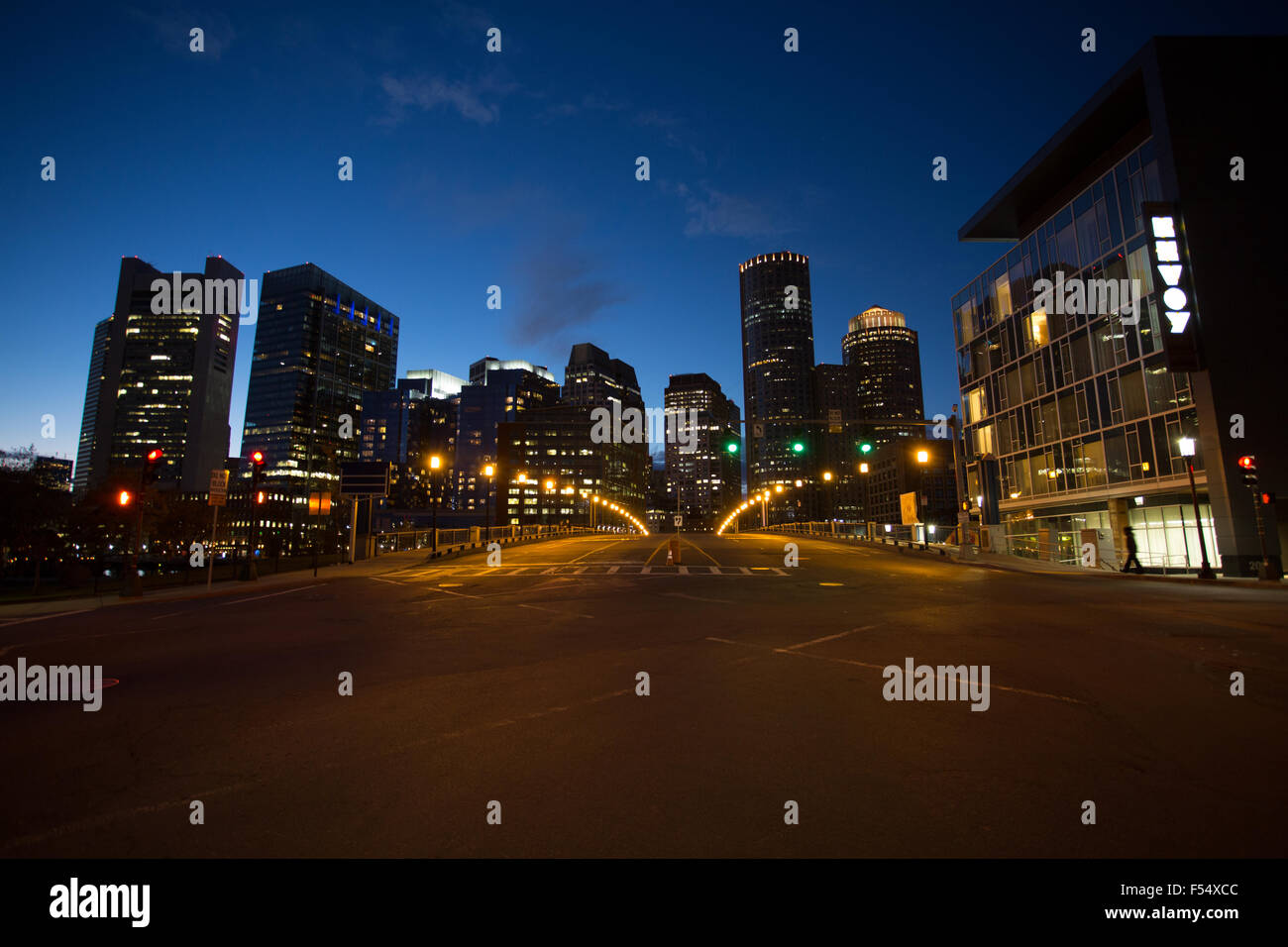 Boston Downtown edifici notte Foto Stock