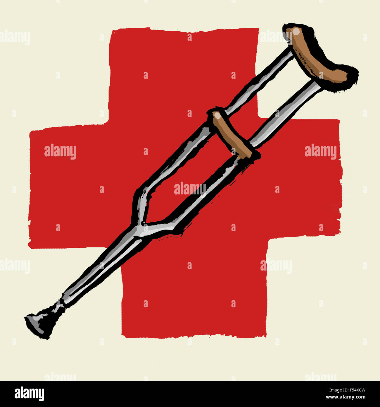 Immagine illustrativa della stampella contro la Croce Rossa Internazionale Foto Stock