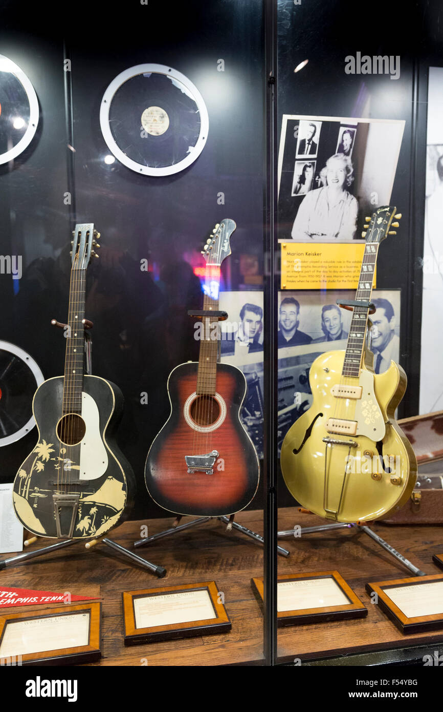 Mostra a Sun Studio luogo di nascita del rock and roll stelle Elvis Presley, Johnny Cash, Jerry Lee Lewis e Carl Perkins, Memphis, Stati Uniti d'America Foto Stock