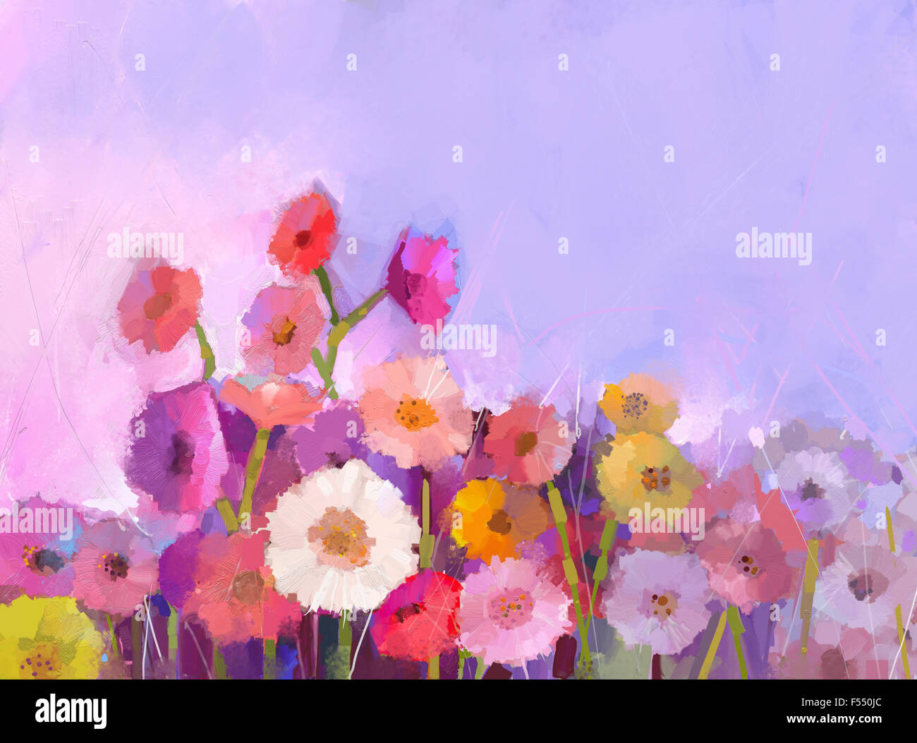 Pittura a olio di fiori di Gerbera pittura ad olio Foto Stock