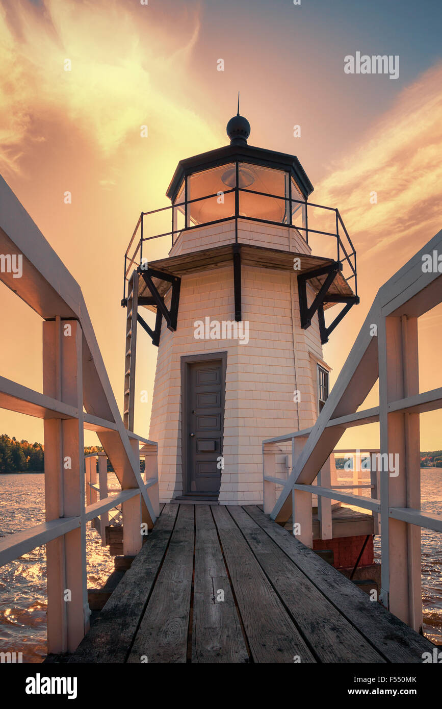 Raddoppio Point Lighthouse sul fiume Kennebeck, Maine, Stati Uniti d'America Foto Stock