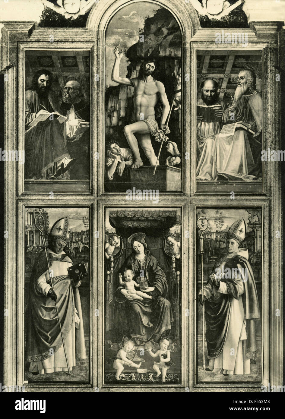 Certosa di Pavia, Macrinus d'Alba e Bergognone, pala in sei assegnazione, pittura Foto Stock