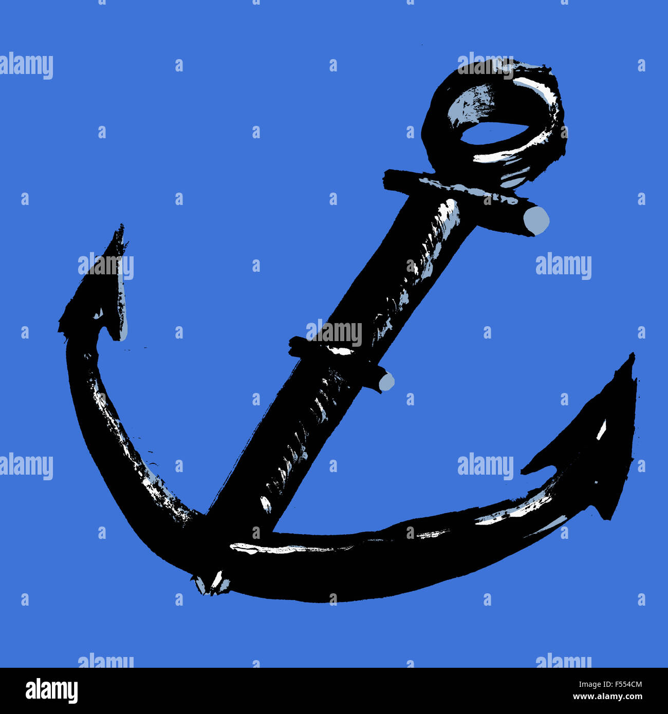 Illustrazione del dispositivo di ancoraggio contro sfondo blu Foto Stock