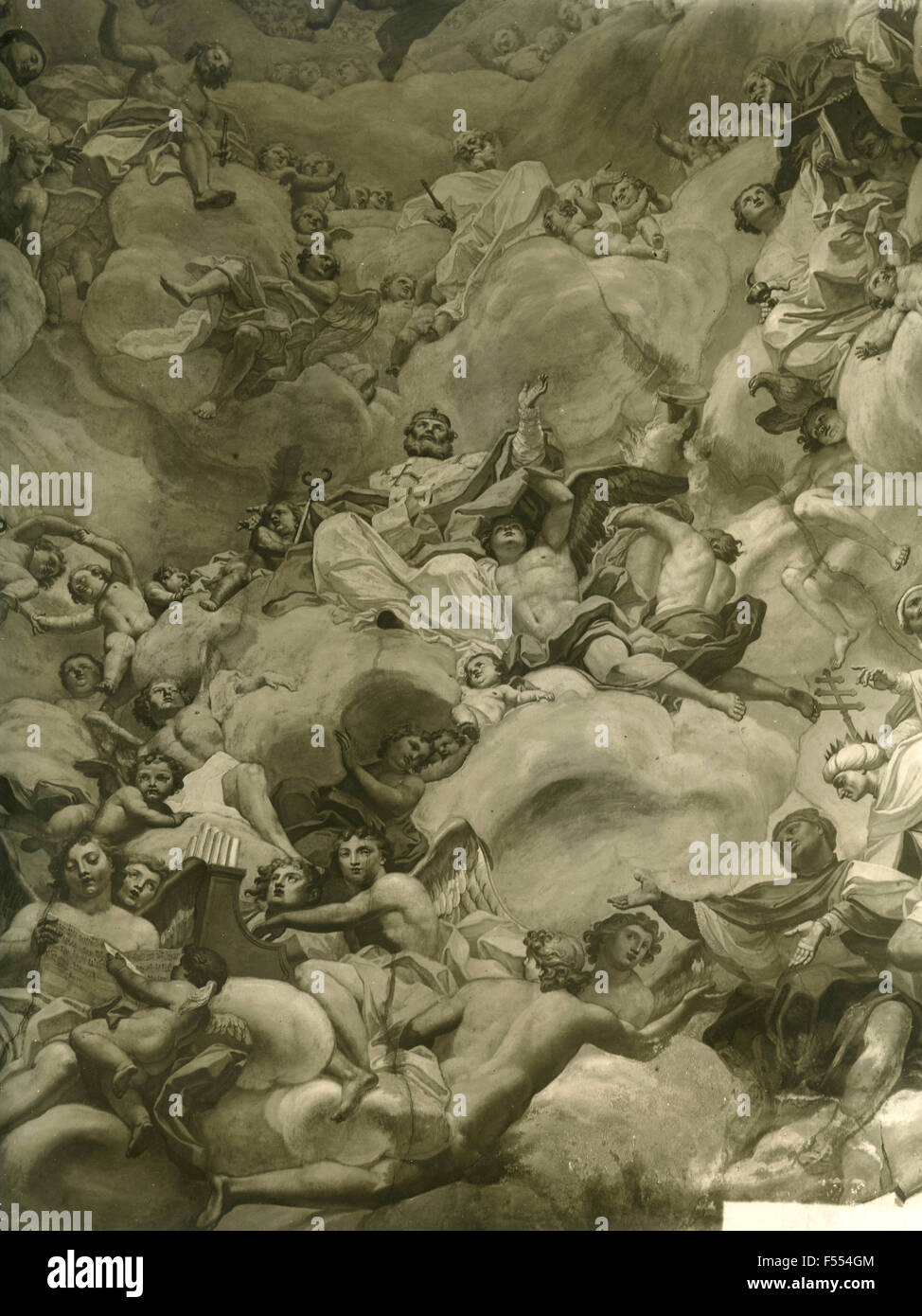 Arte sacra: Vito D'Anna, affreschi sul soffitto di San Salvatore, Palermo, Italia Foto Stock