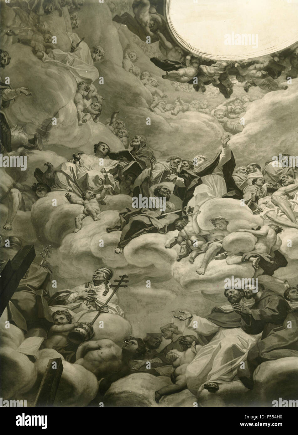 Arte sacra: Vito D'Anna, affreschi sul soffitto di San Salvatore, Palermo, Italia Foto Stock