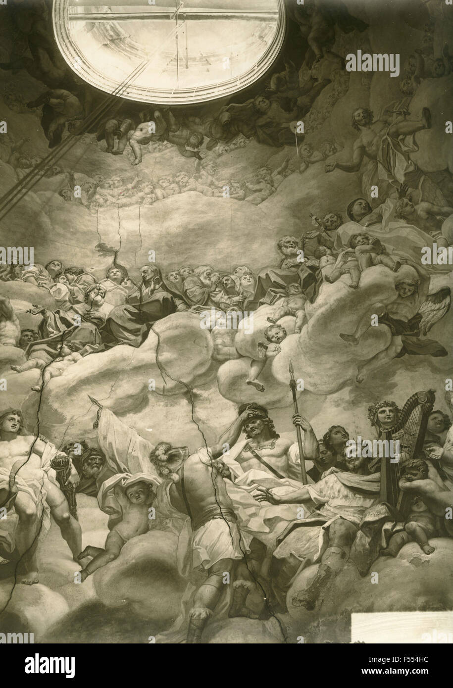 Arte sacra: Vito D'Anna, affreschi sul soffitto di San Salvatore, Palermo, Italia Foto Stock