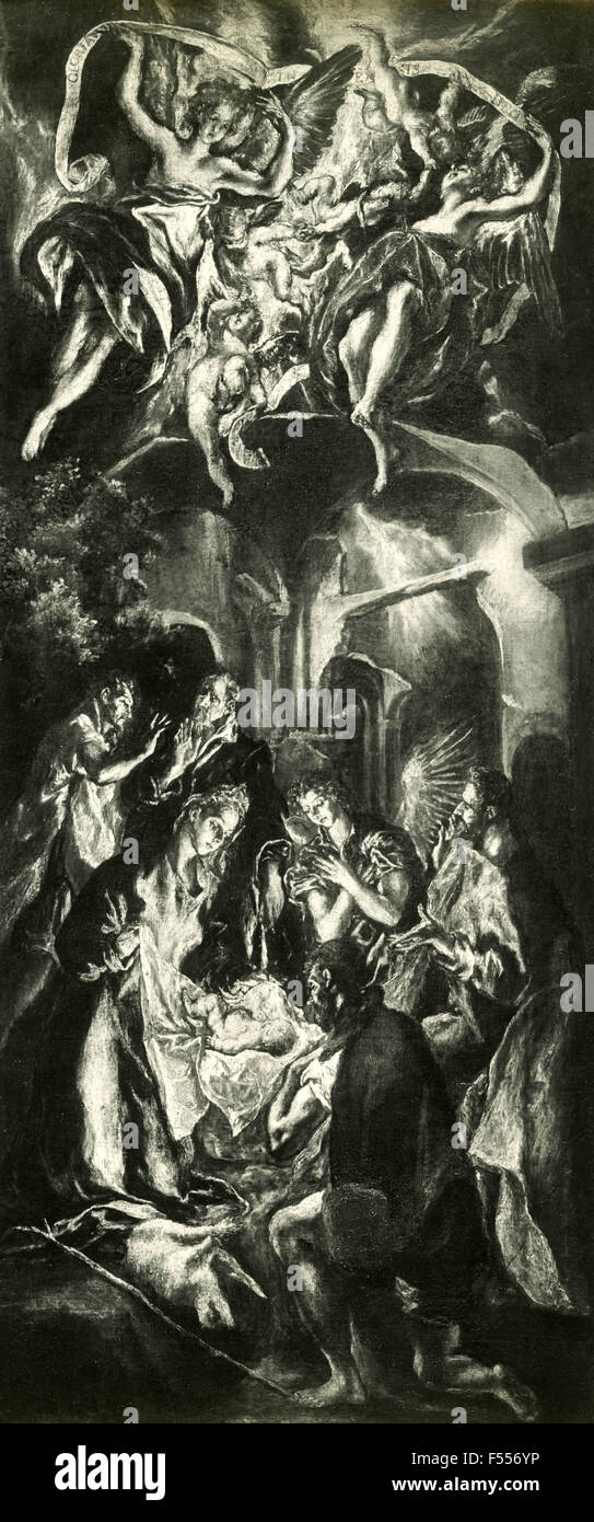 Galleria Nazionale di Arte Antica , Palazzo Corsini, Roma: la Natività, dipinta da Greco Foto Stock