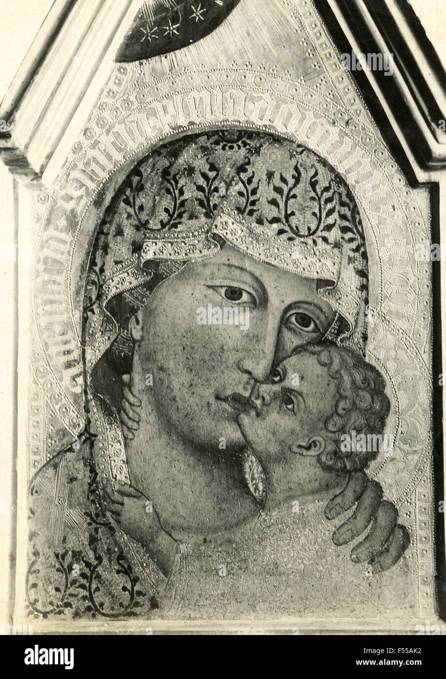 La Madonna e il Bambino, pittura bizantina Foto Stock