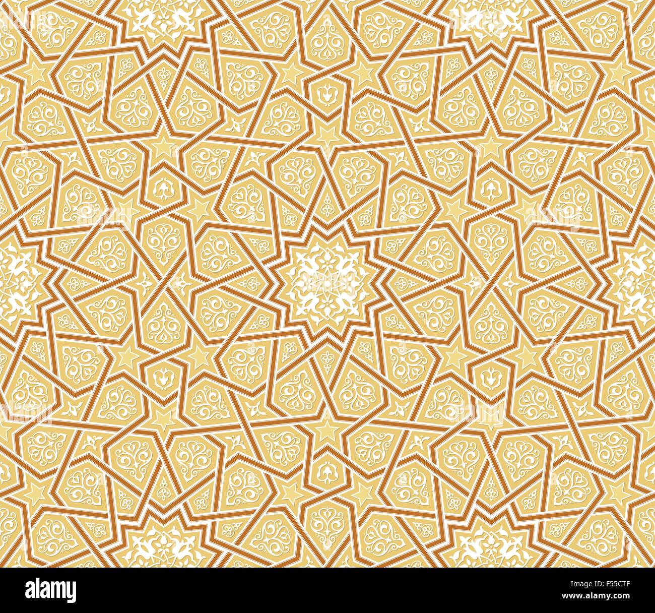 Arabesque Star ornamento sfondo marrone, illustrazione vettoriale Illustrazione Vettoriale
