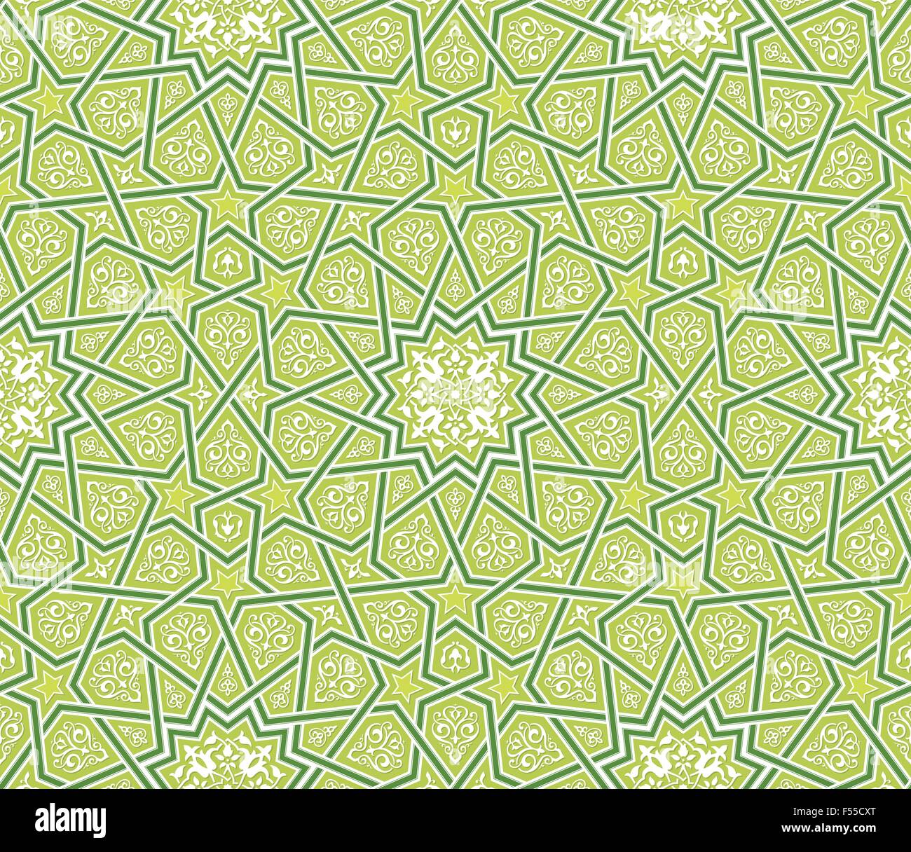 Arabesque Star ornamento sfondo verde, illustrazione vettoriale Illustrazione Vettoriale