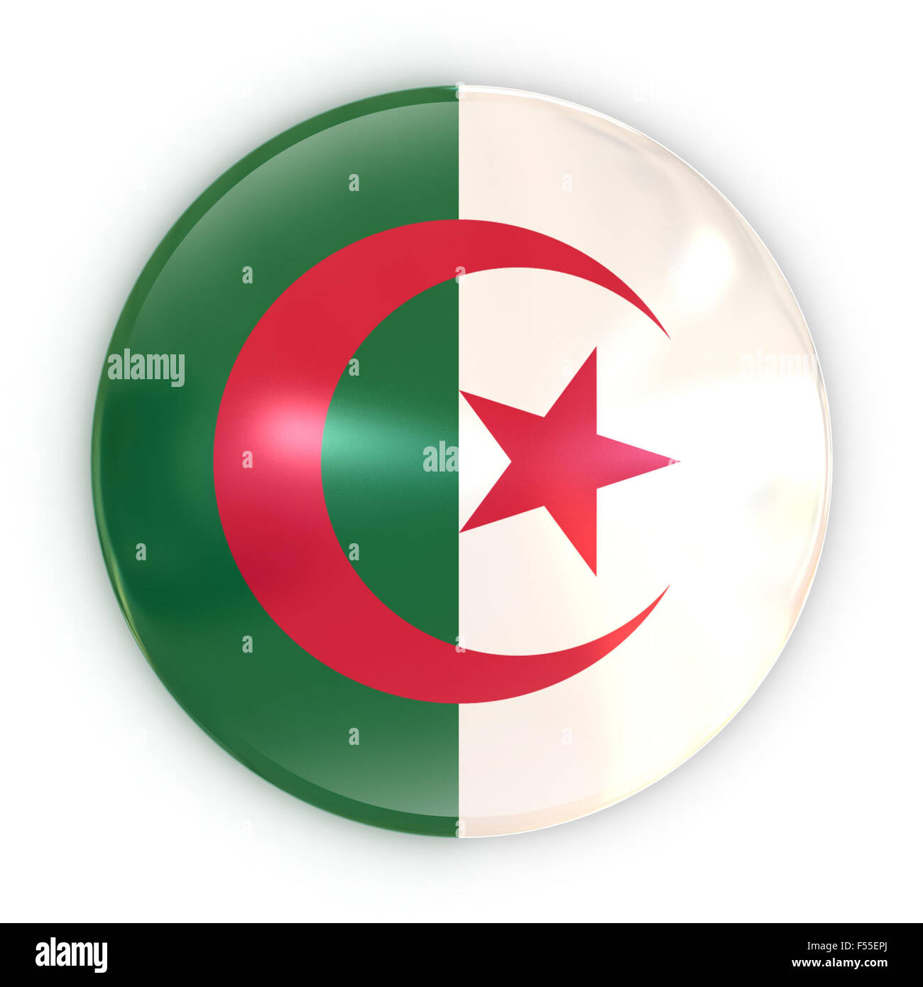 Il badge - bandiera algerina 3d illustrazione Foto Stock