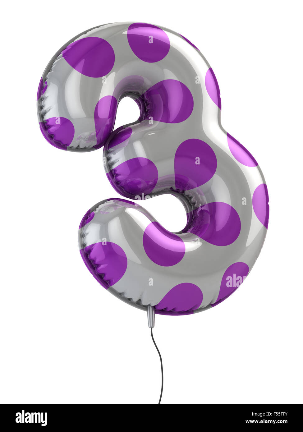 Numero 3 pallone 3d illustrazione Foto Stock