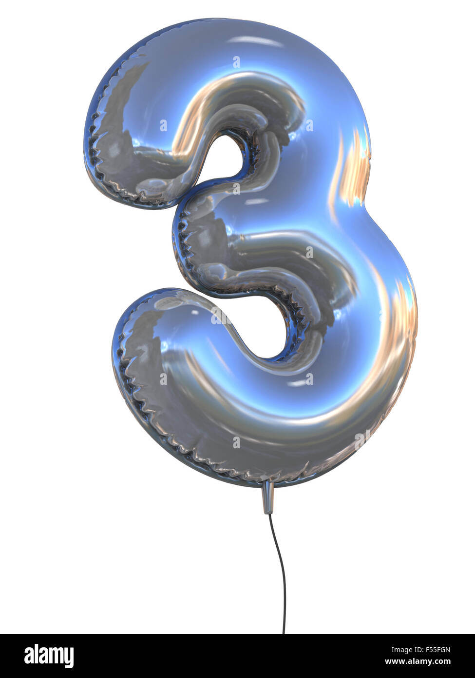 Numero 3 pallone 3d illustrazione Foto Stock