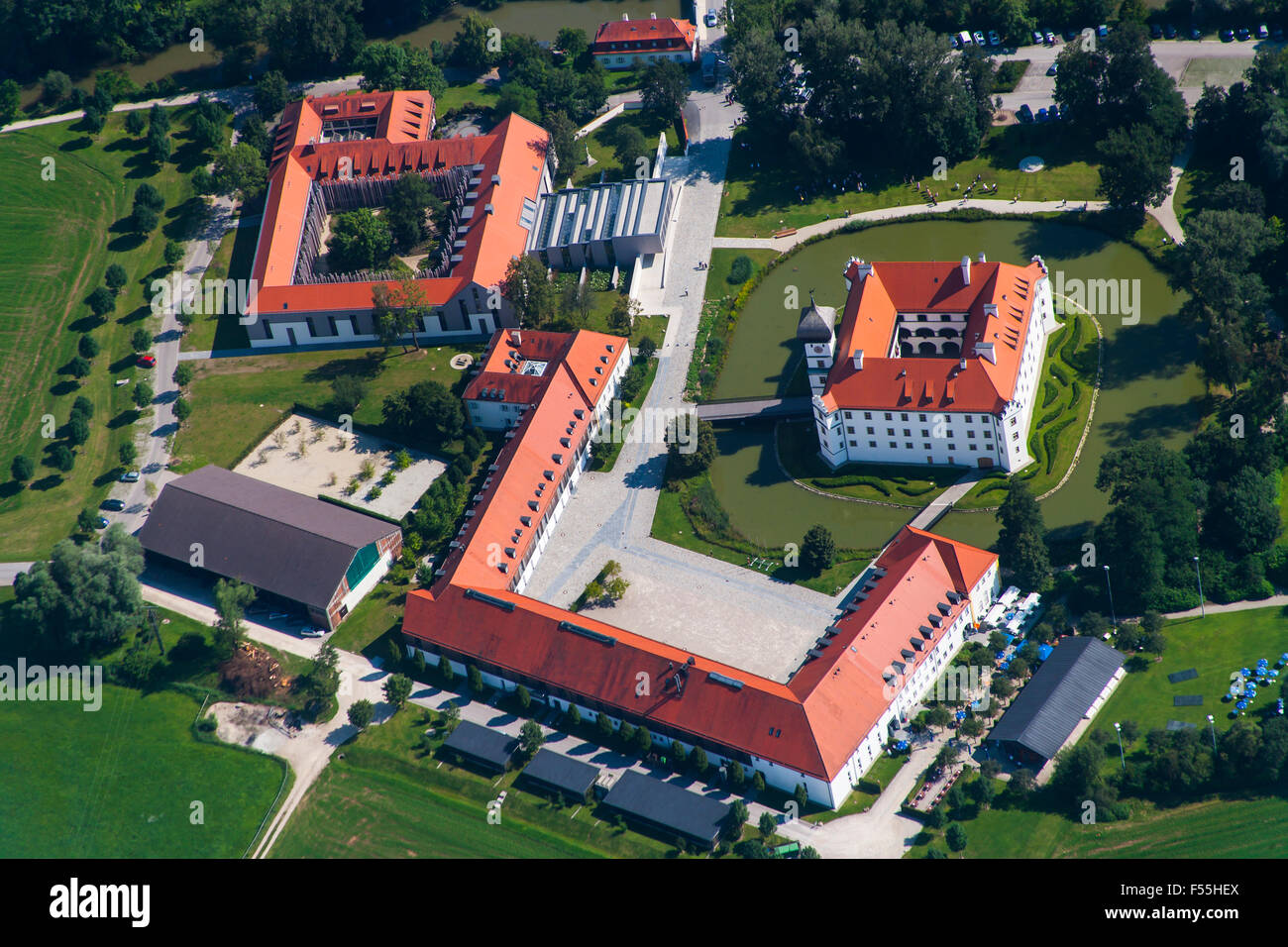 In Germania, in Baviera, Freising, veduta aerea del castello Hohenkammer Foto Stock