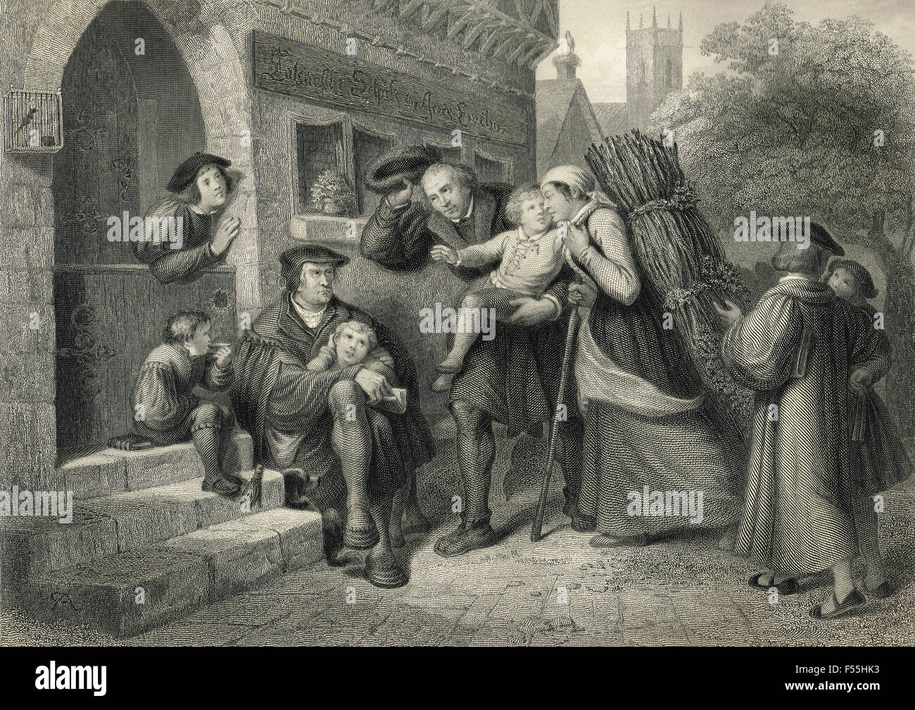 Lutero frequenta la scuola latina, Mansfeld, Germania, 1488-1497 Foto Stock