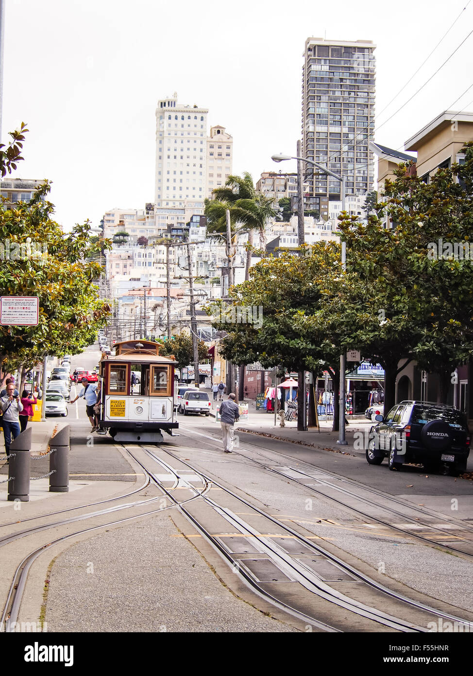 Stati Uniti, San Francisco, funivia a Taylor Street Foto Stock