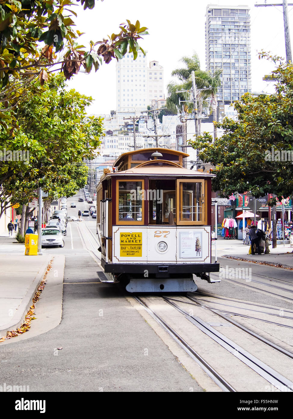 Stati Uniti, San Francisco, funivia a Taylor Street Foto Stock