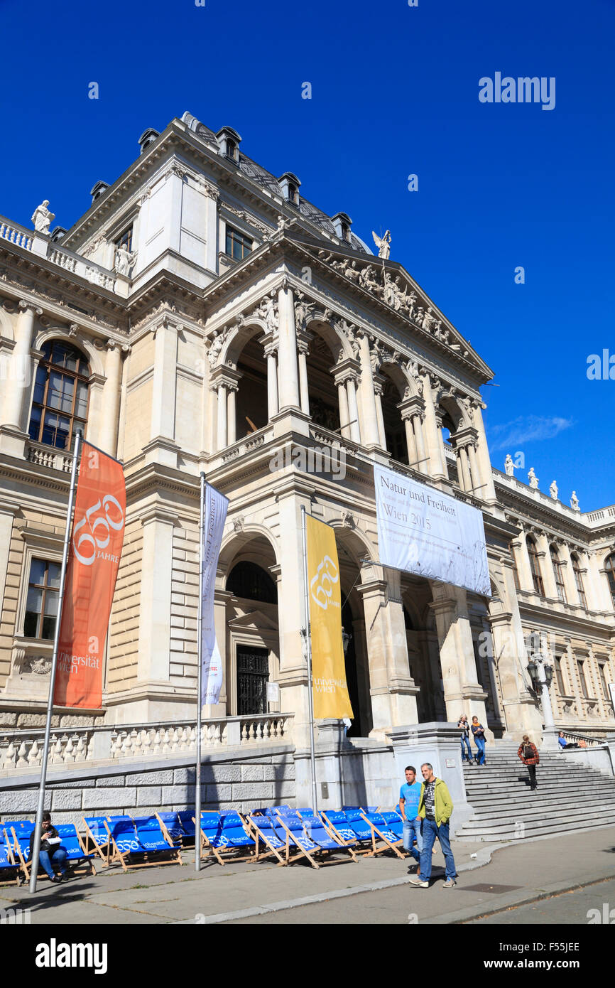 Ingresso principale dell'Università di Vienna, Austria, Europa Foto Stock