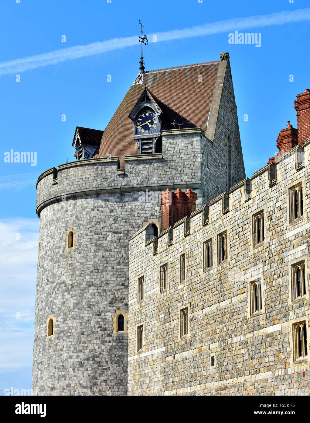Il coprifuoco torre, il Castello di Windsor. In Inghilterra. Foto Stock