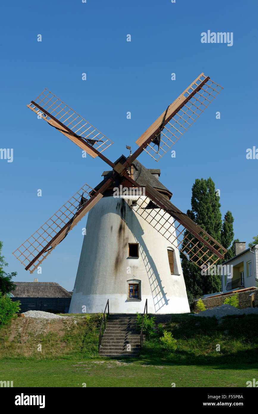 Il mulino a vento, Podersdorf, lago di Neusiedl, Burgenland, Austria Foto Stock