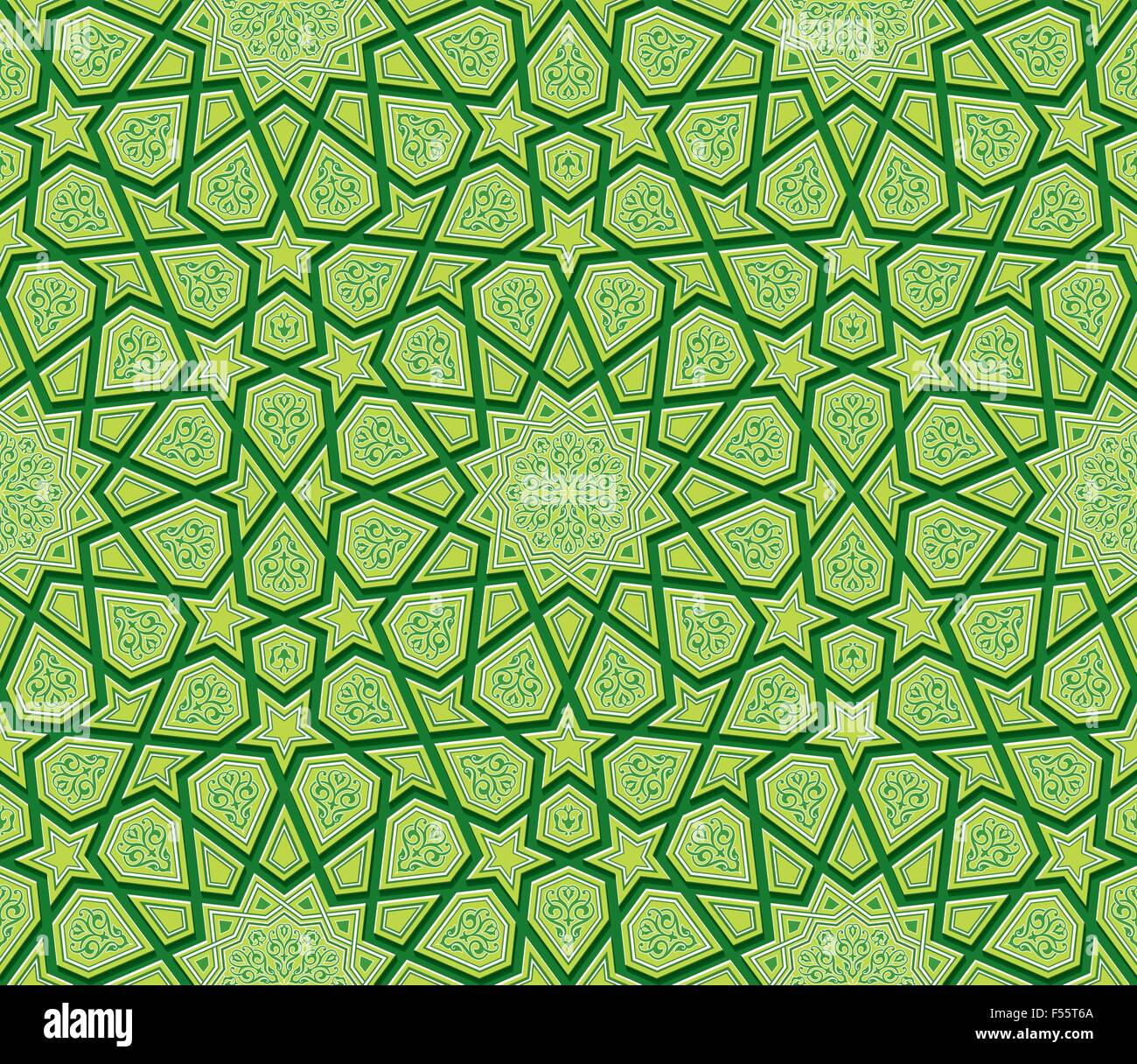 Stella islamica ornamento sfondo verde, illustrazione vettoriale Illustrazione Vettoriale