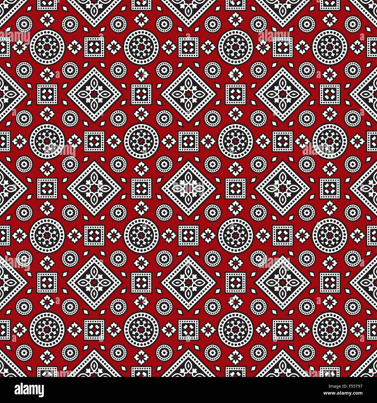 Red Sindhi Ajrak Pattern, illustrazione vettoriale Illustrazione Vettoriale