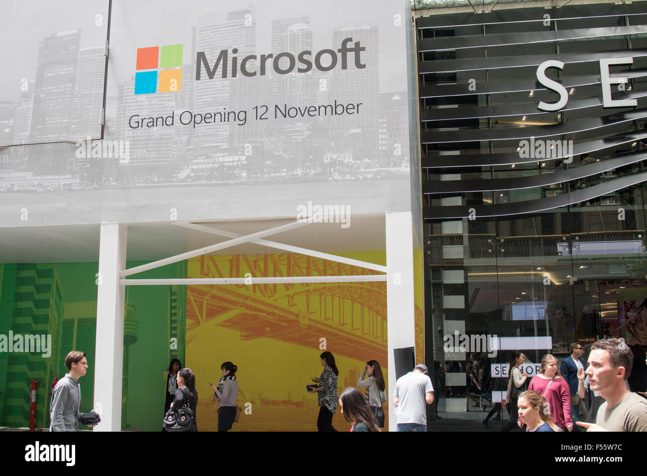 Sydney, Australia. 28 ott 2015. Microsoft ha annunciato che il suo primo flagship store al di fuori del Nord America sarà aperto a Sydney il Westfield Mall il 12 novembre 2015. Credit: modello10/Alamy Live News Foto Stock