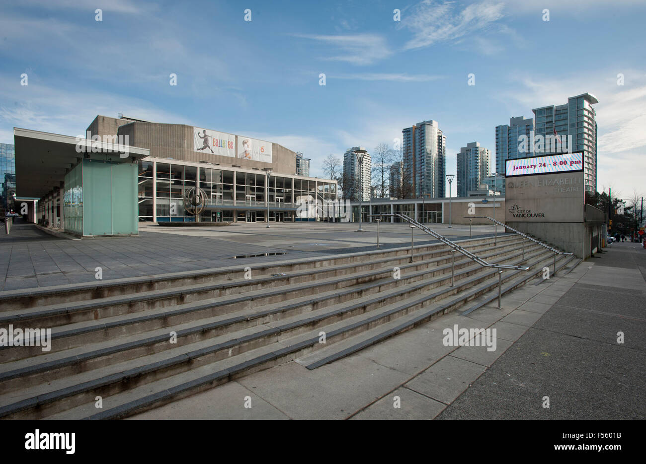 Queen Elizabeth Theatre, Cambie San, nel centro cittadino di Vancouver, Canada Foto Stock