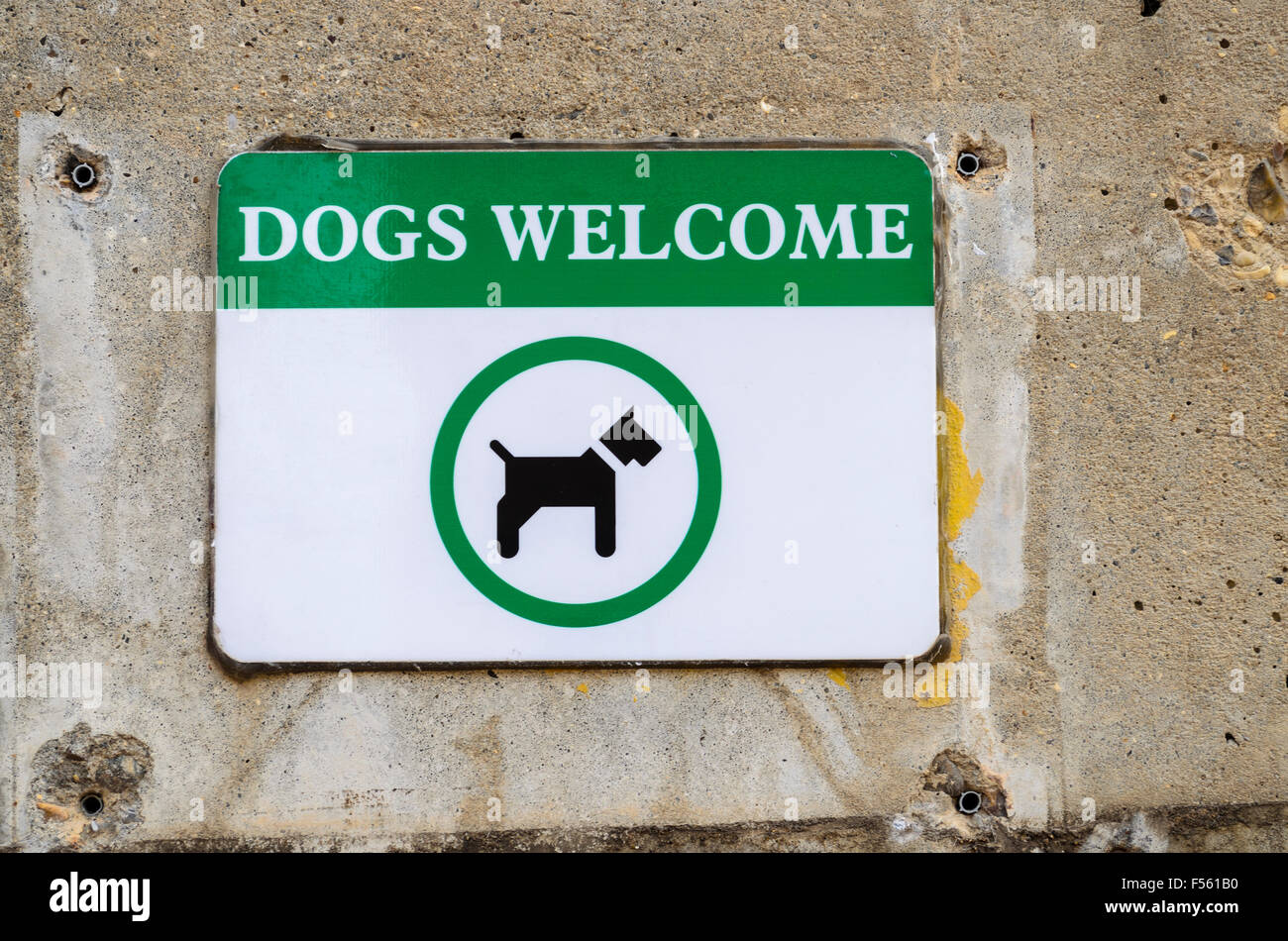 Un cartello che diceva i cani ammessi Essex REGNO UNITO Foto Stock