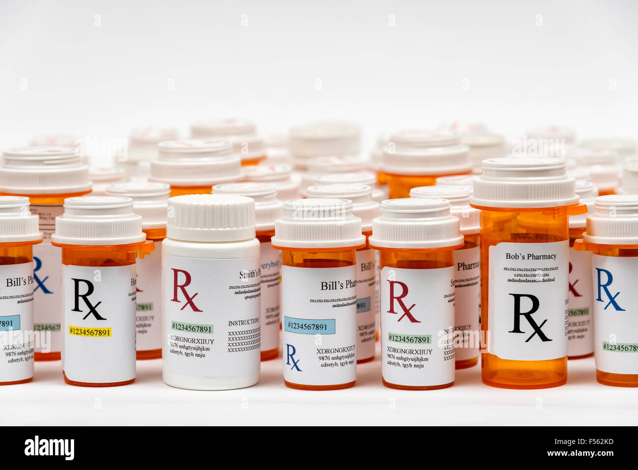 Rx bottiglie in medicina Foto Stock