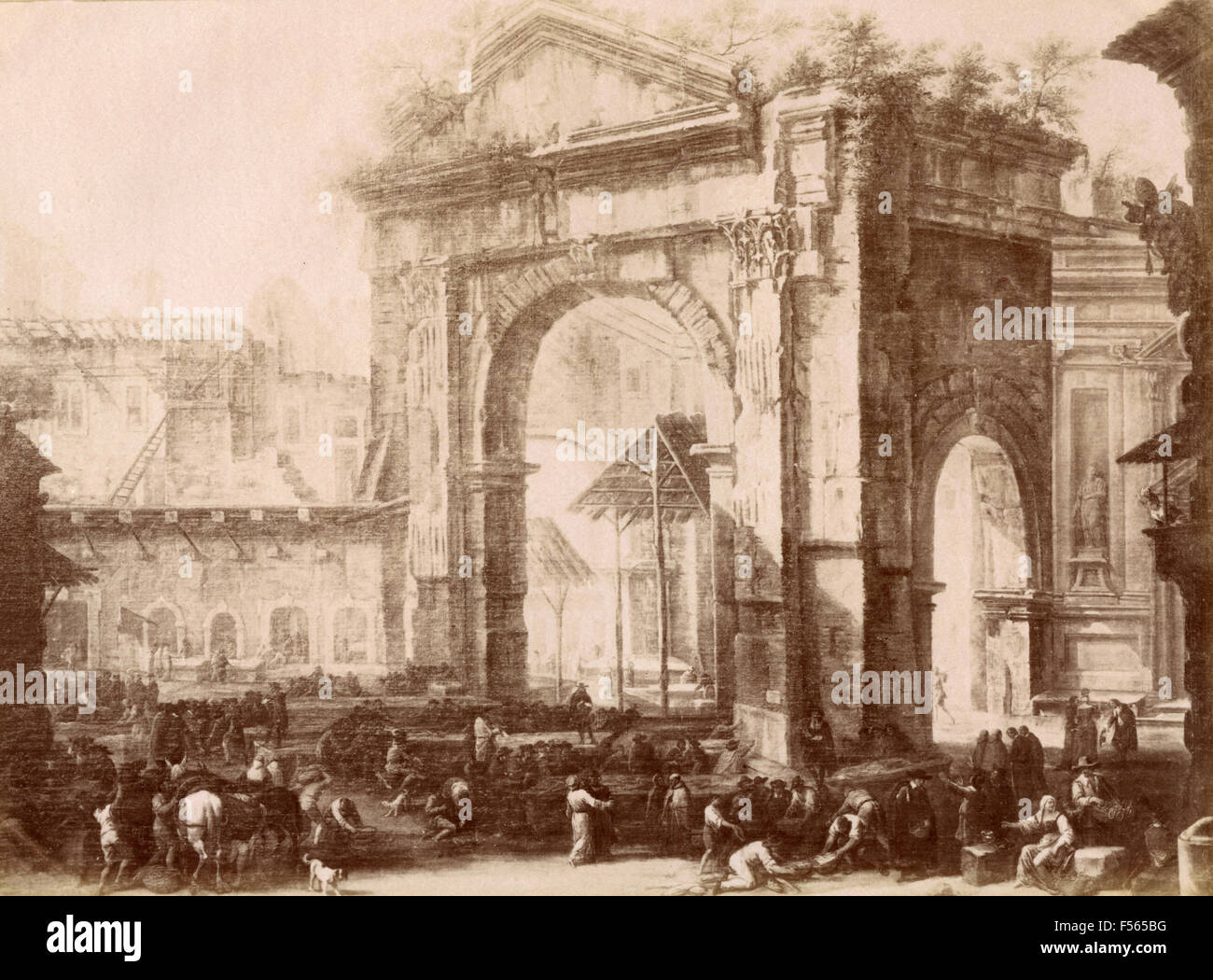 Galleria Nazionale di Arte Antica , Palazzo Corsini, Roma: Il Portico di Ottavia, da Giampaolo Pannini Foto Stock