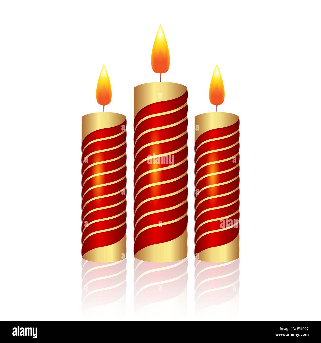 Realistico christmas candle su sfondo bianco Illustrazione Vettoriale
