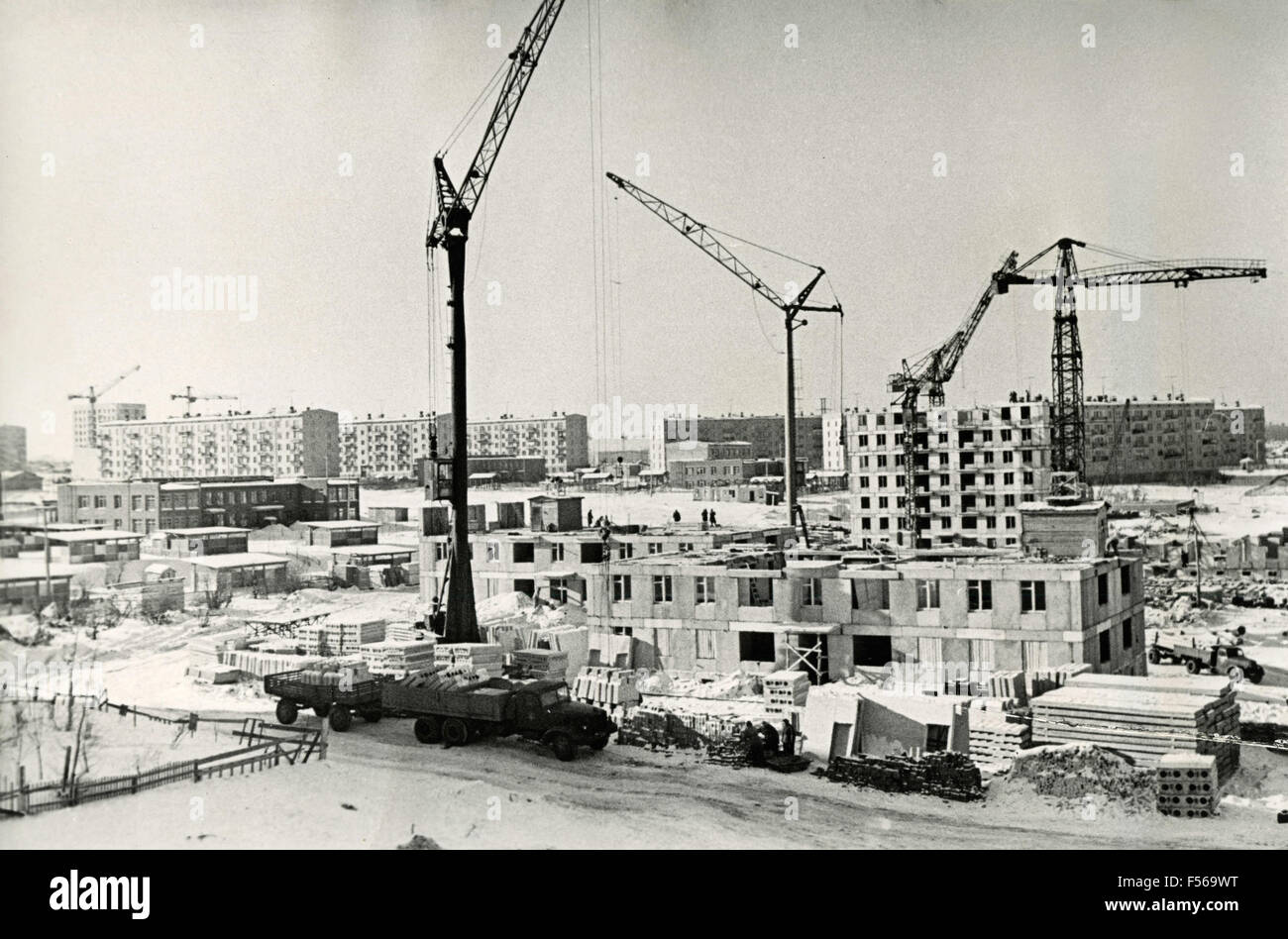 La costruzione di nuove abitazioni a Mosca, Russia Foto Stock