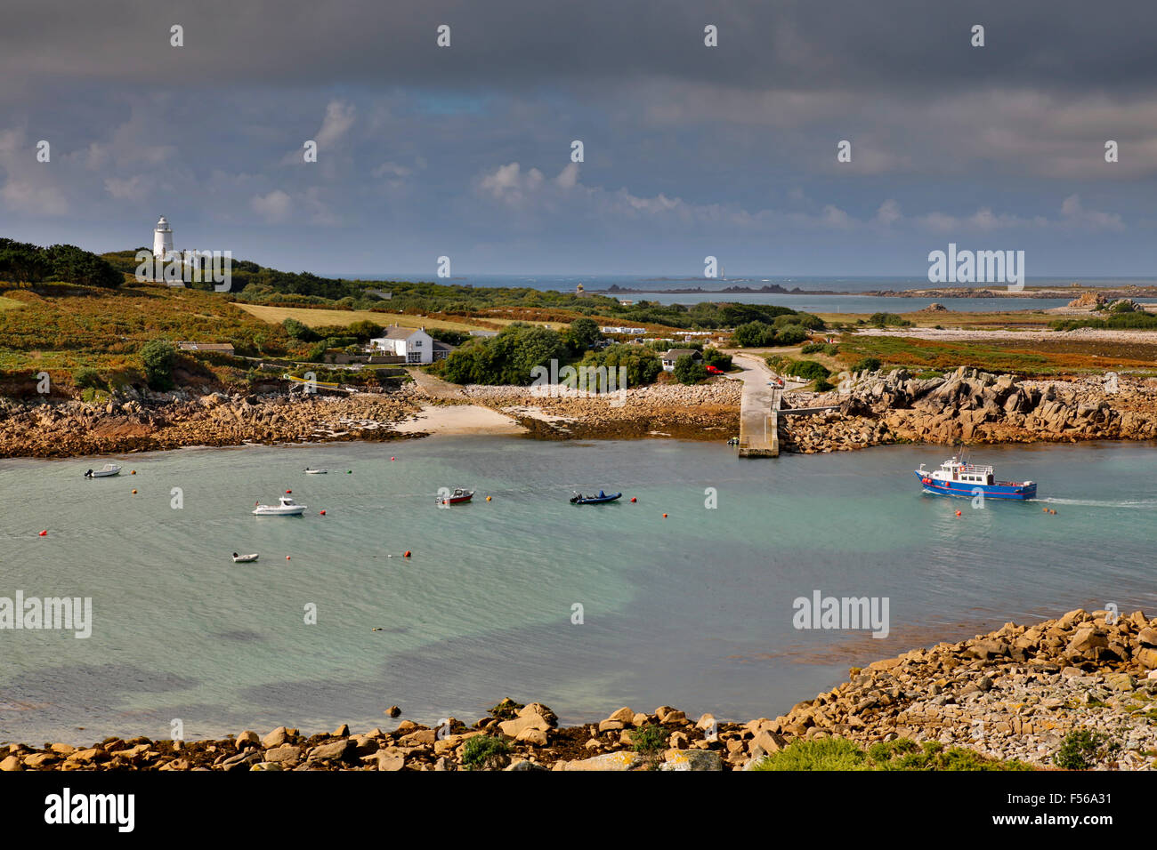 St Agnes, da Gugh; Isole Scilly; Regno Unito Foto Stock