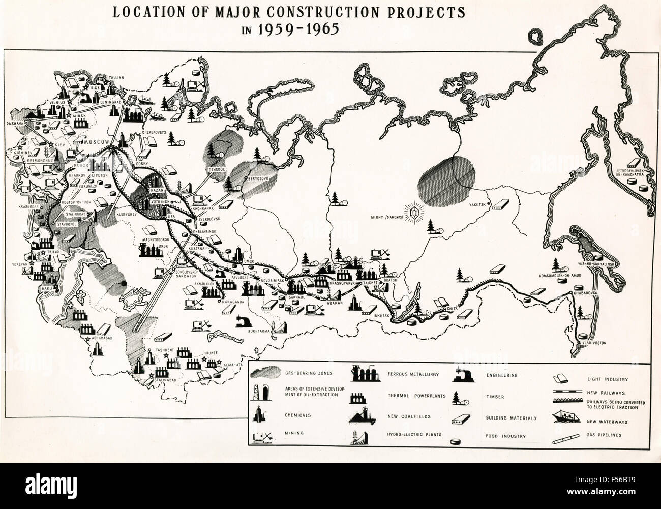 Mappa dei progetti di costruzione in Russia Foto Stock