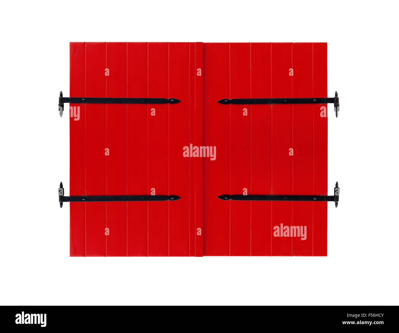 Rosso porta in legno isolato su sfondo bianco Foto Stock