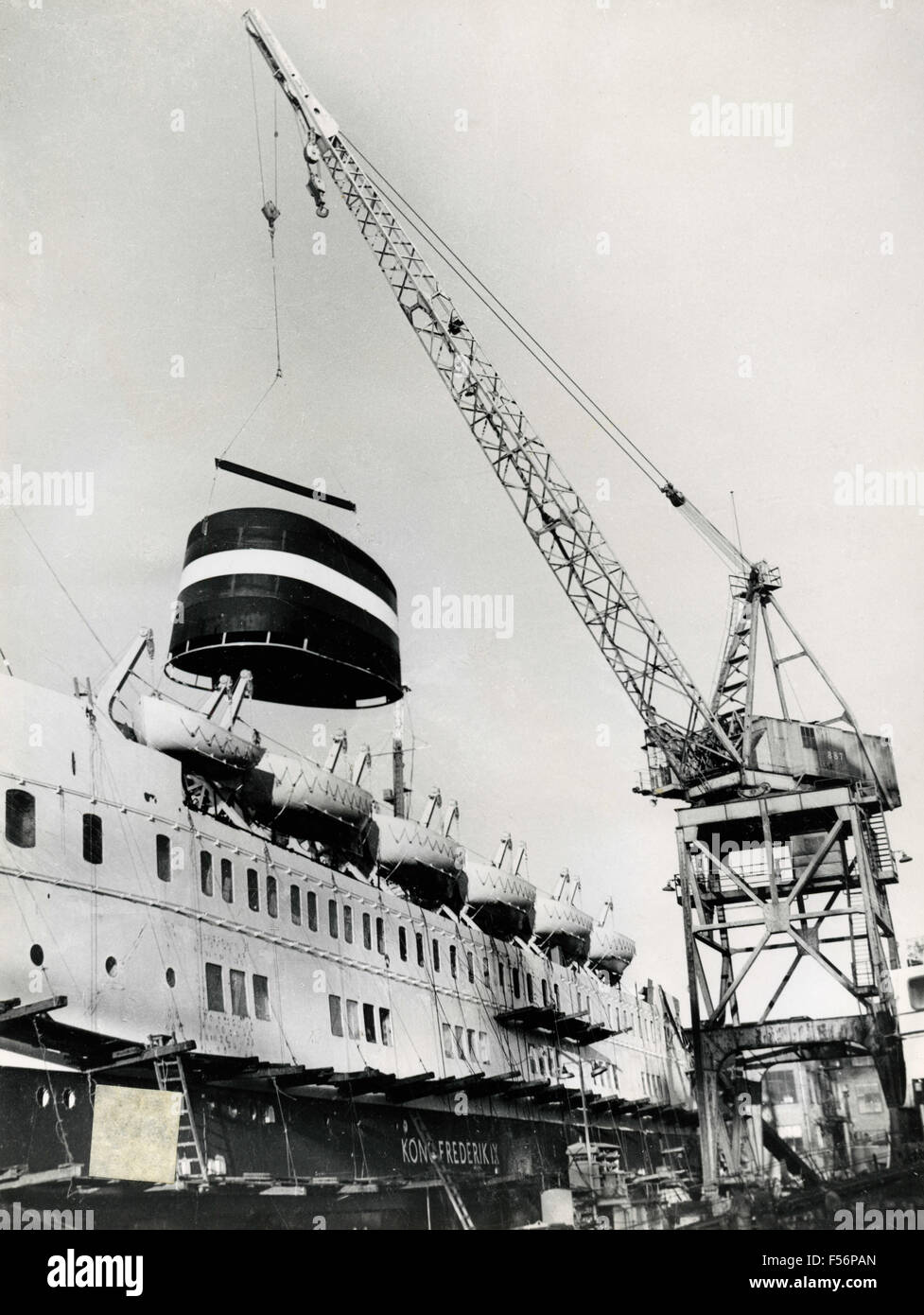 La costruzione del traghetto Kong Frederik IX, Helsingor, Danimarca Foto Stock