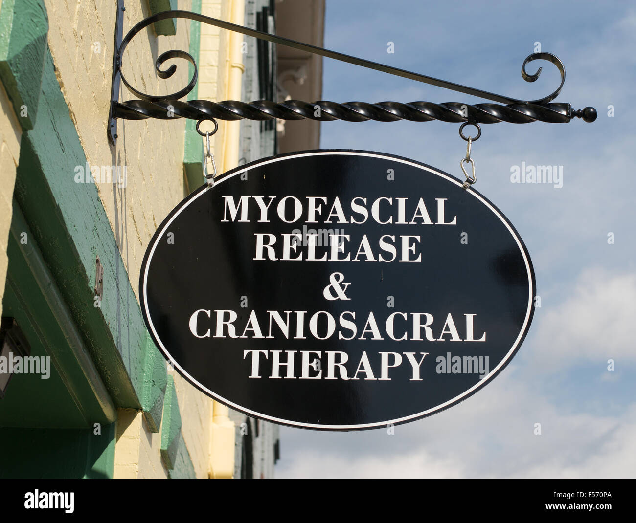 Segno di rilascio miofasciale & Terapia craniosacrale, Staunton, Virginia, Stati Uniti d'America Foto Stock
