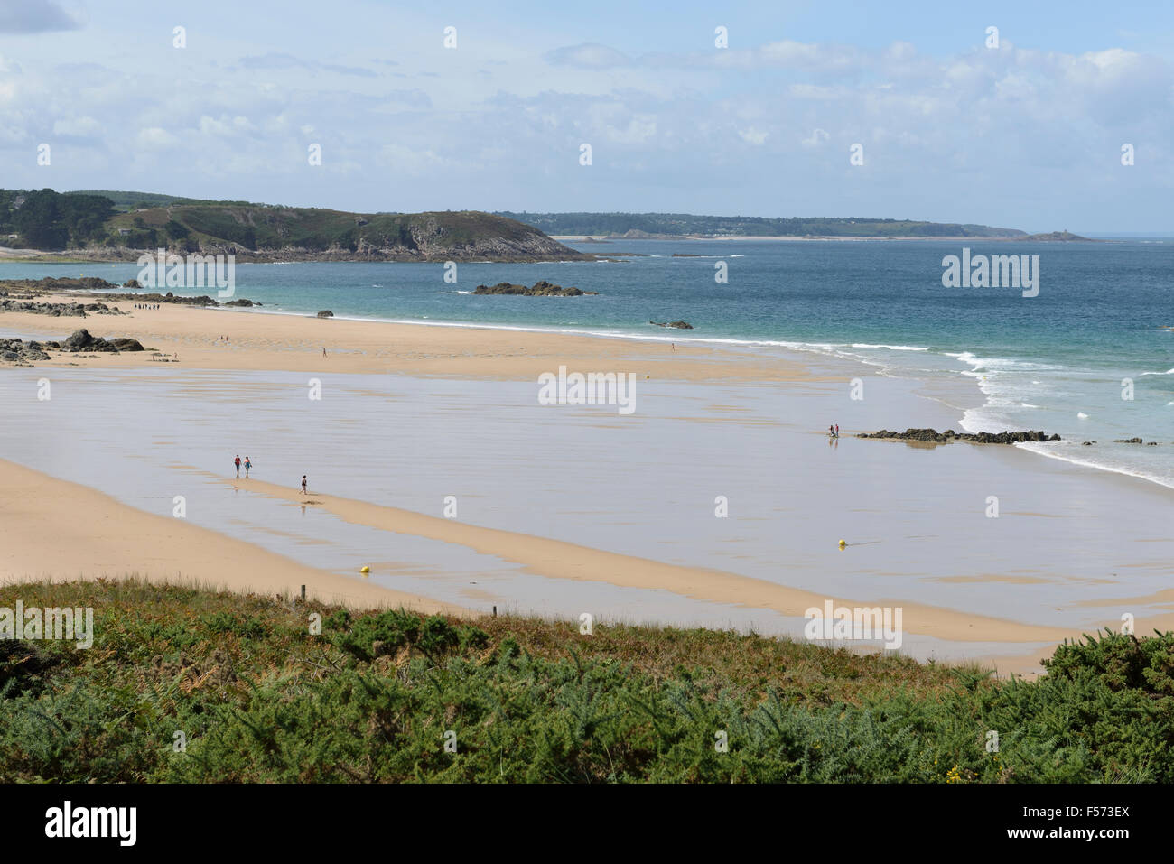 Spiaggia a Pointe de la Guette, Cap Frehal, Bretagna, Francia, UE Foto Stock