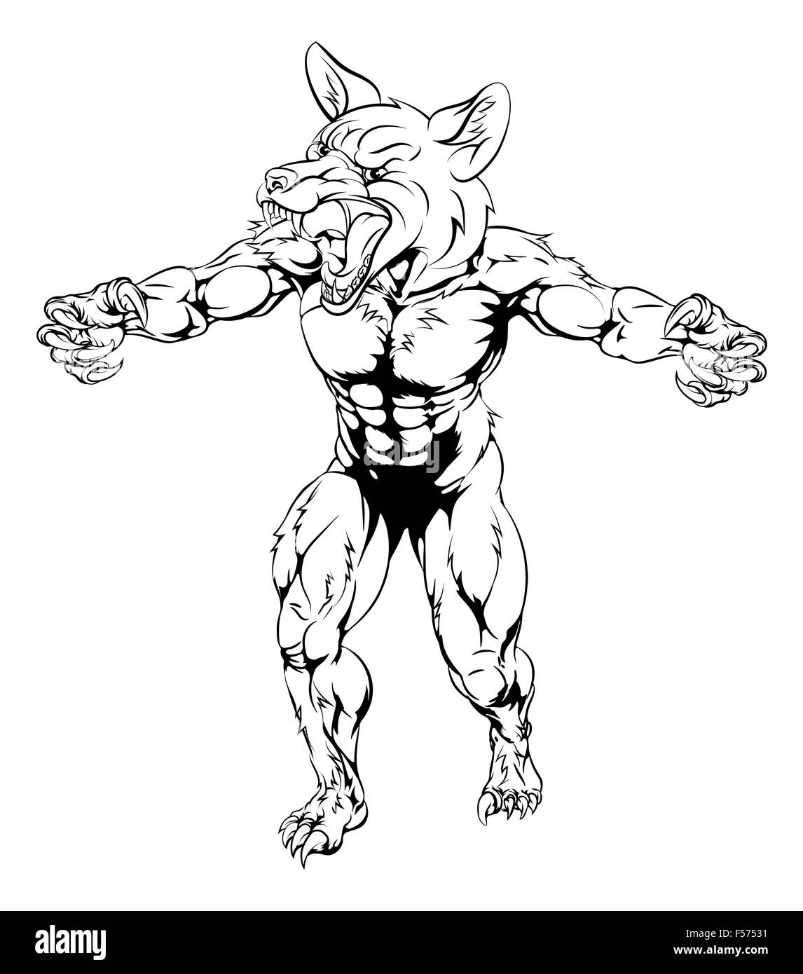 Una illustrazione di un FOX sports mascotte cartoon character Foto Stock