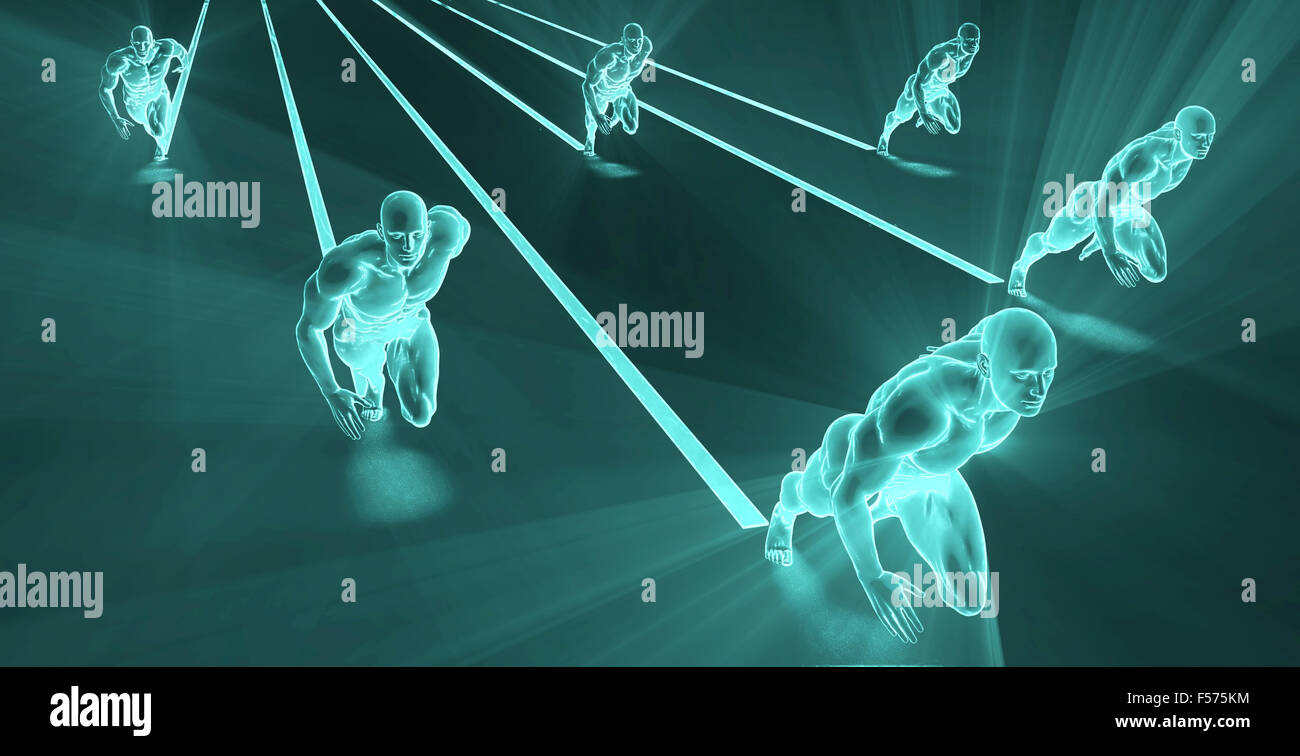 Correre una maratona o di razza come il concetto di sport Foto Stock